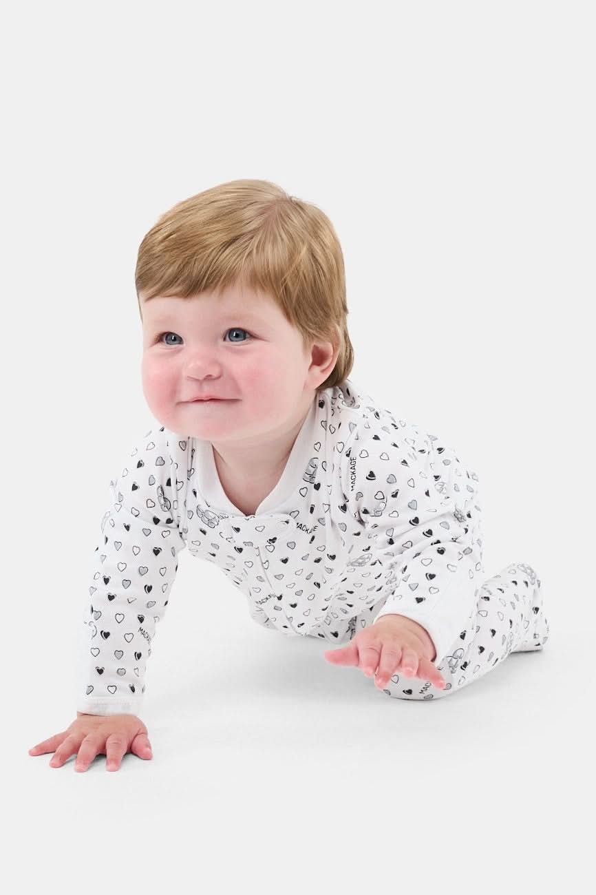 Infant Quilted Hearts Zipper Footie