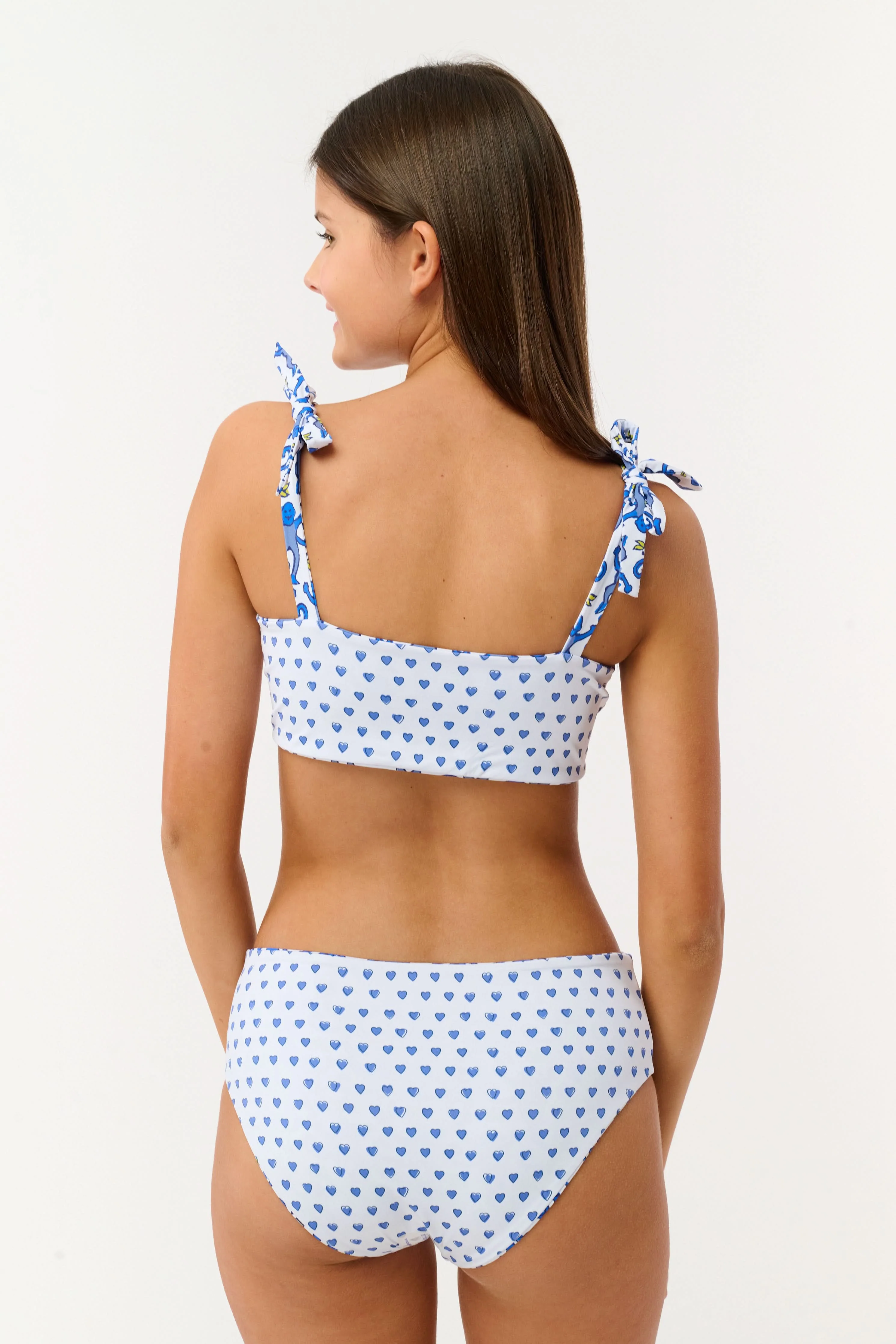 Kids Monkey/Hearts Reversible Cora Bikini - Image 6