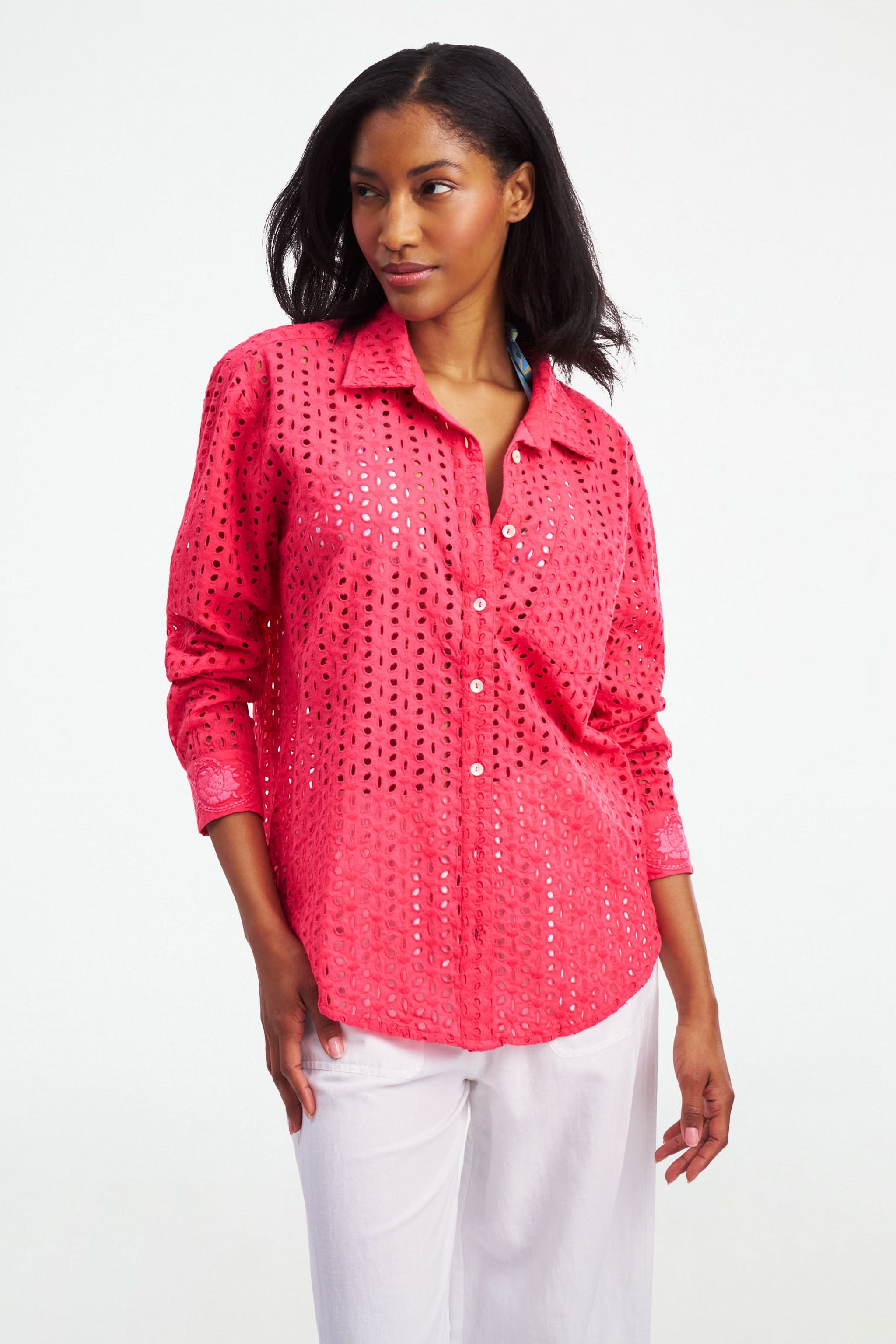 Malina Eyelet Boyfriend Shirt - Image 3