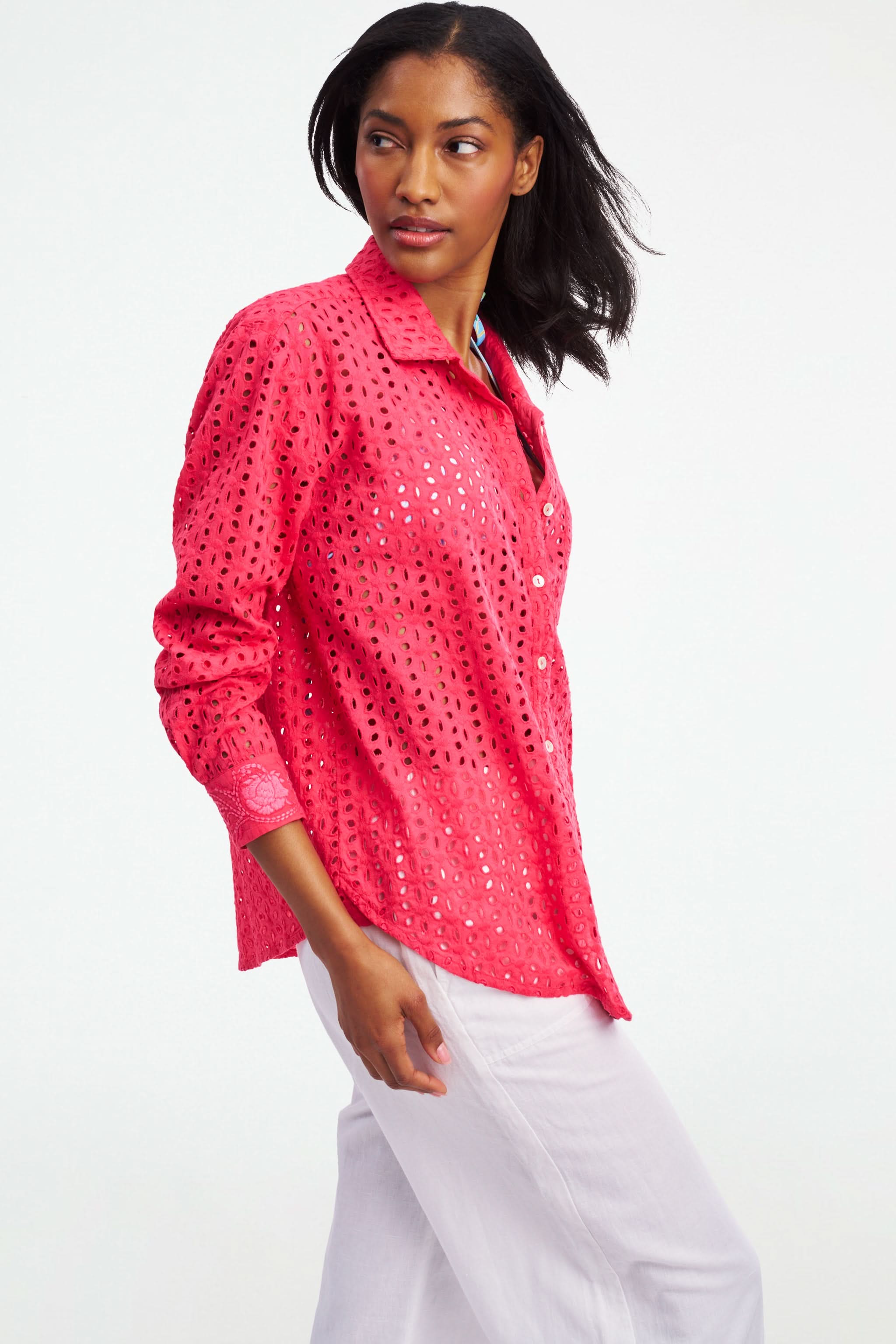 Malina Eyelet Boyfriend Shirt - Image 4