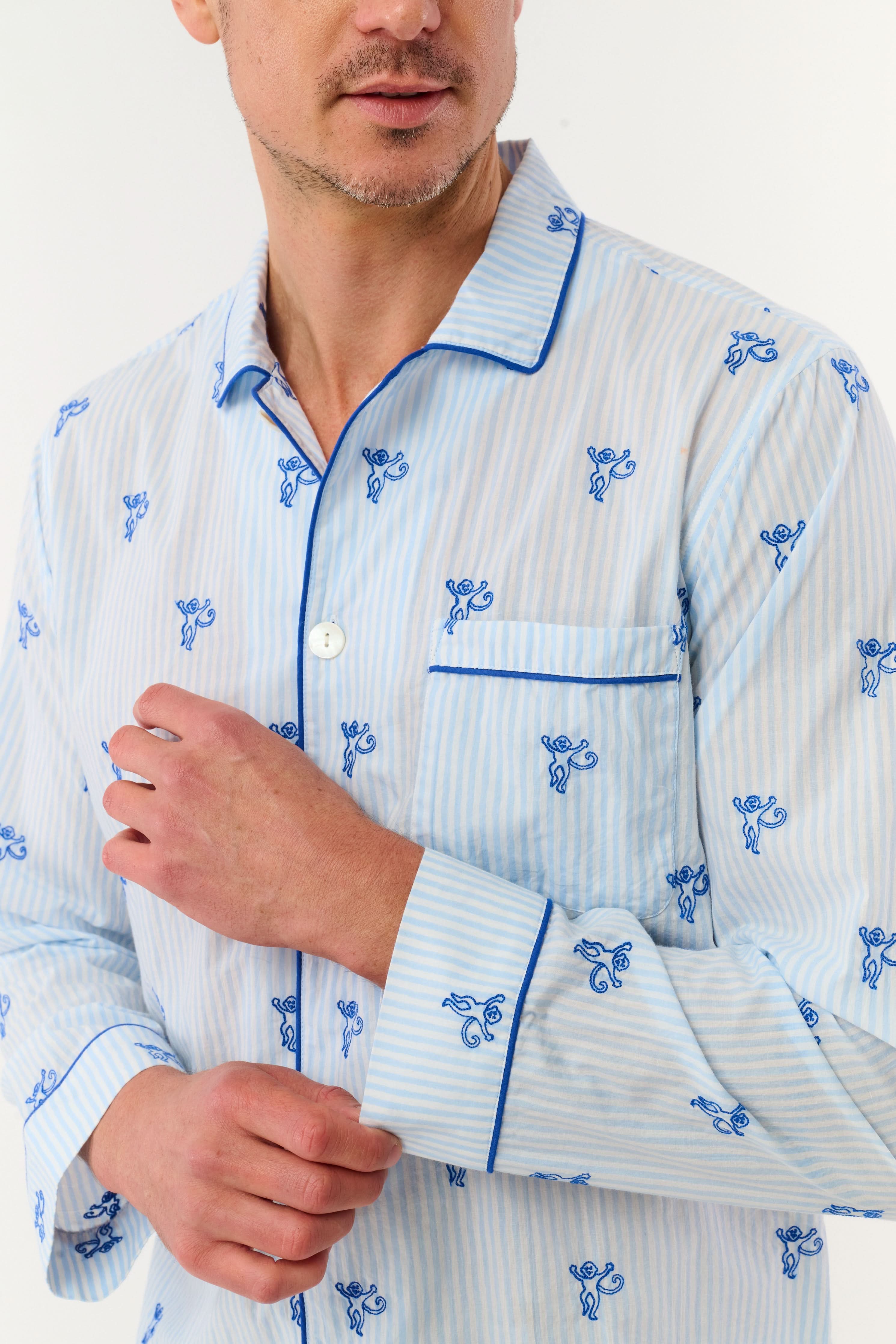 Mens Mini Monkey Stripe Loungewear - Image 2