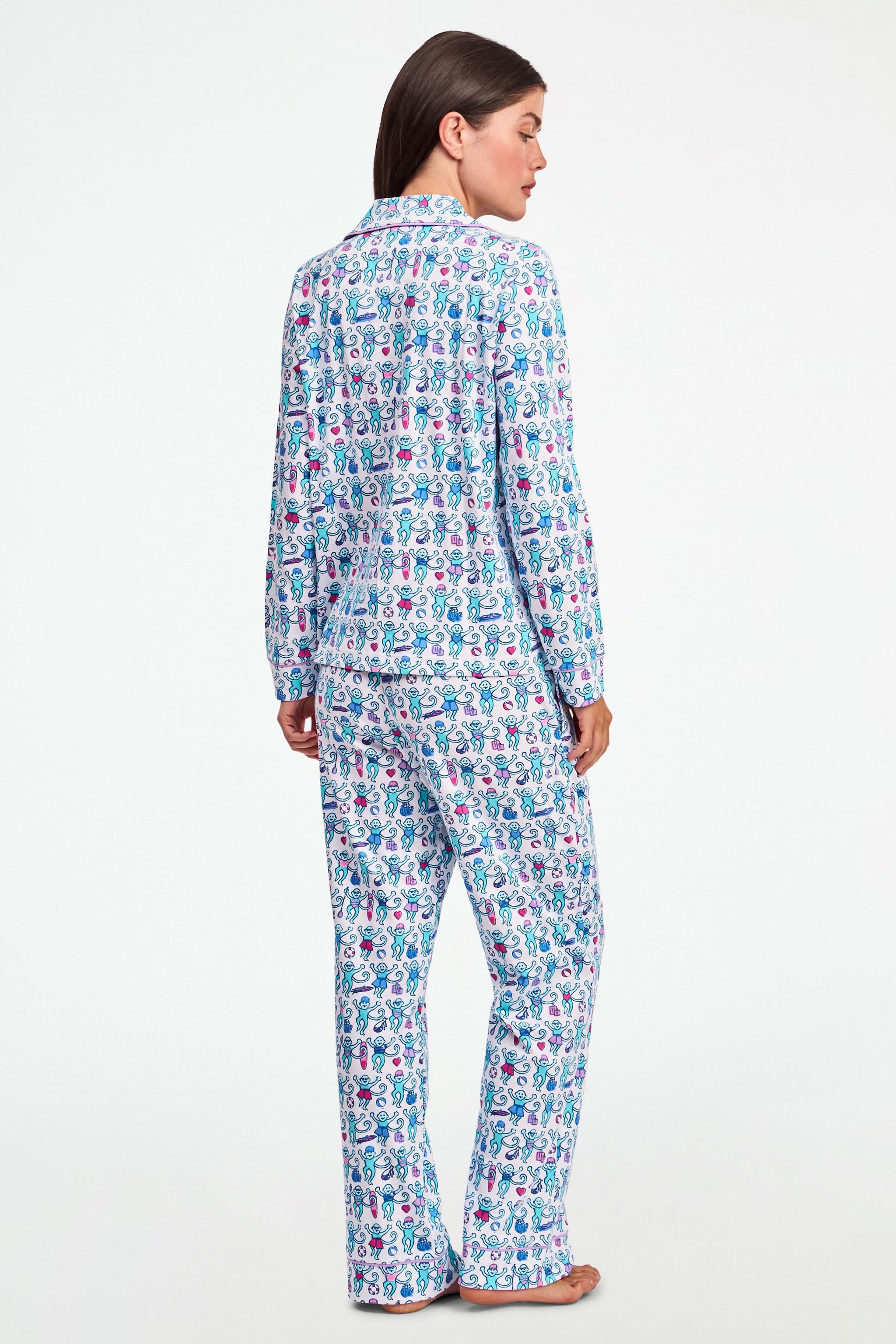 Newport Beach Monkey Long Sleeve Polo Pajamas - Image 5